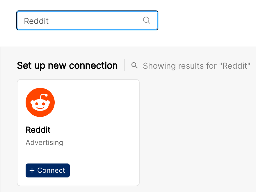 Reddit tile with Connect button on the Clarisights Integrations page