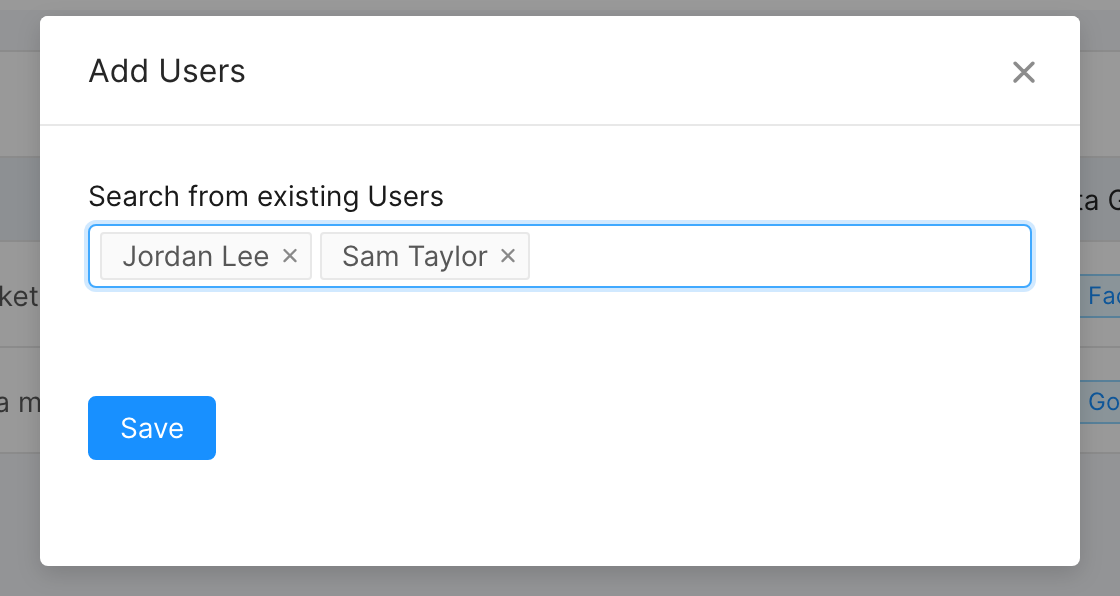 Add Users step of the Create a Team flow