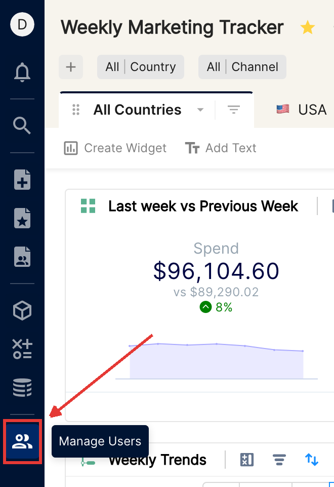 Manage Users icon in the left sidebar