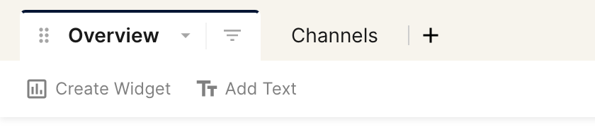 Tab bar with the Overview and Channels tabs and the + icon