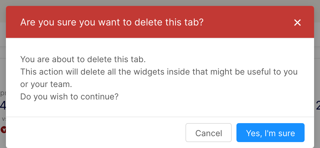 Confirmation dialog asking Are you sure you want to delete this tab