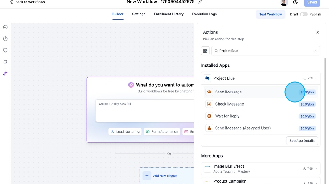 Create a New Workflow to Send an iMessage - Step 6.png