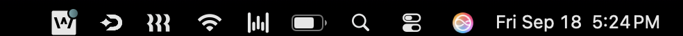 The macOS menu bar with the StudyTrack W icon among the status icons
