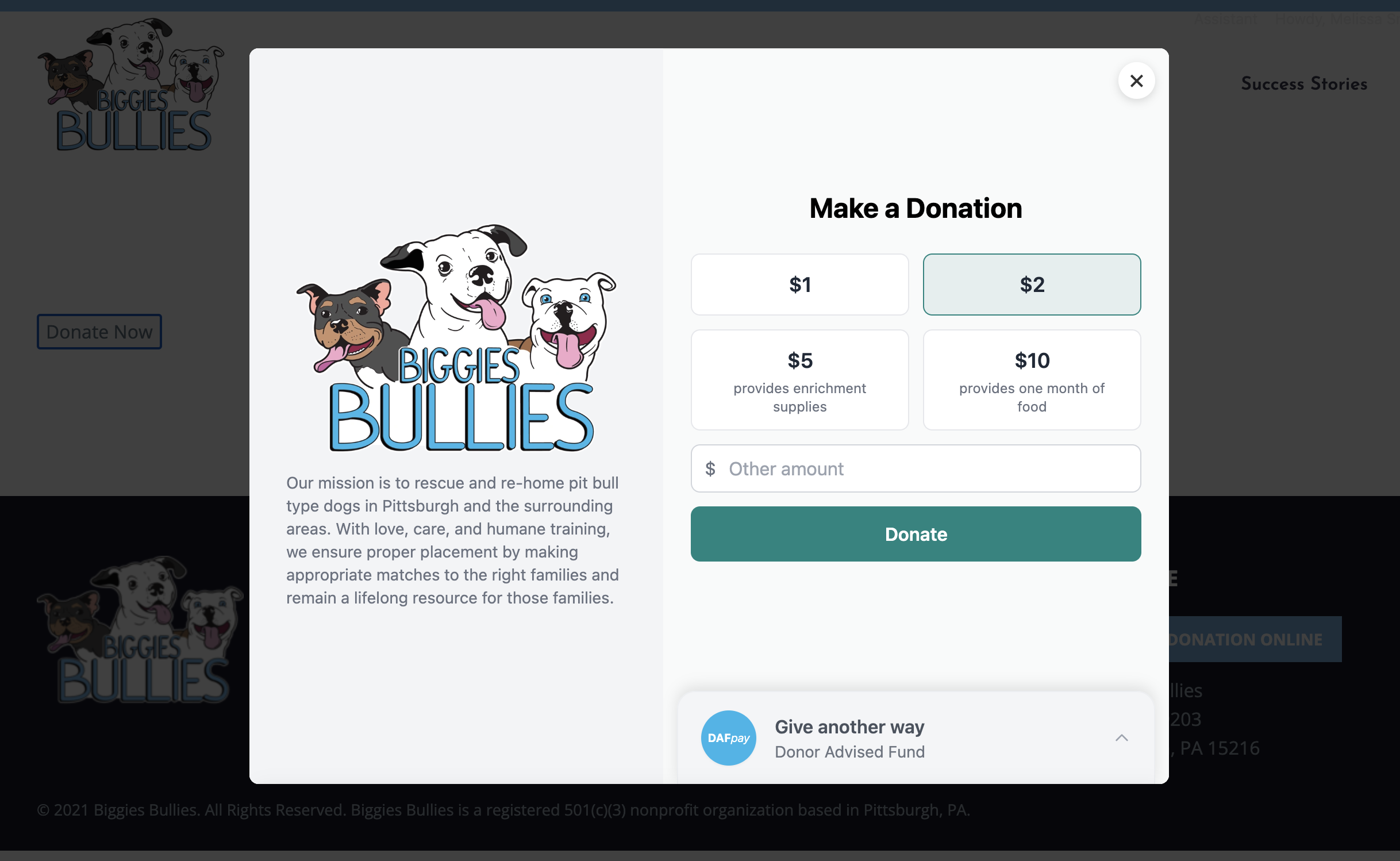 Embeddable Donate Button Example