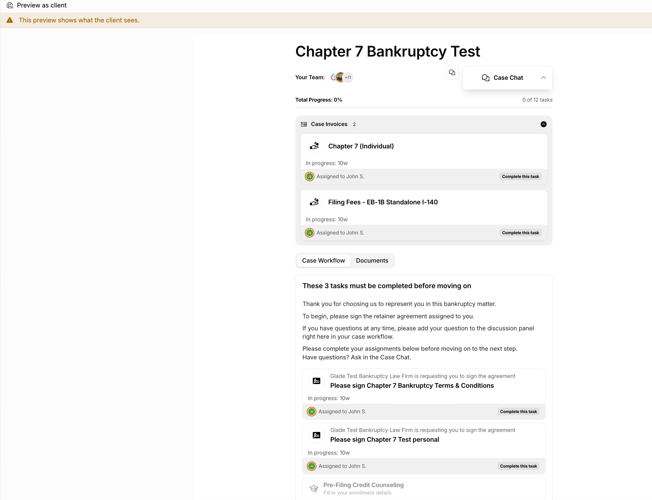 Orange Contact's view bar and client preview