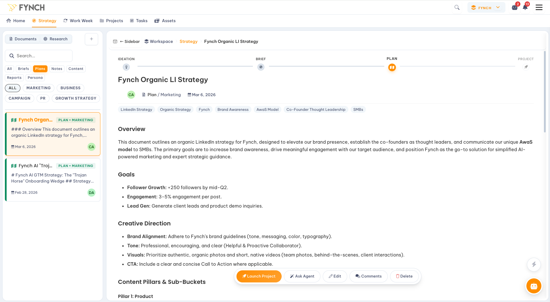 FynchAI Workspace: Sample Marketing Plan