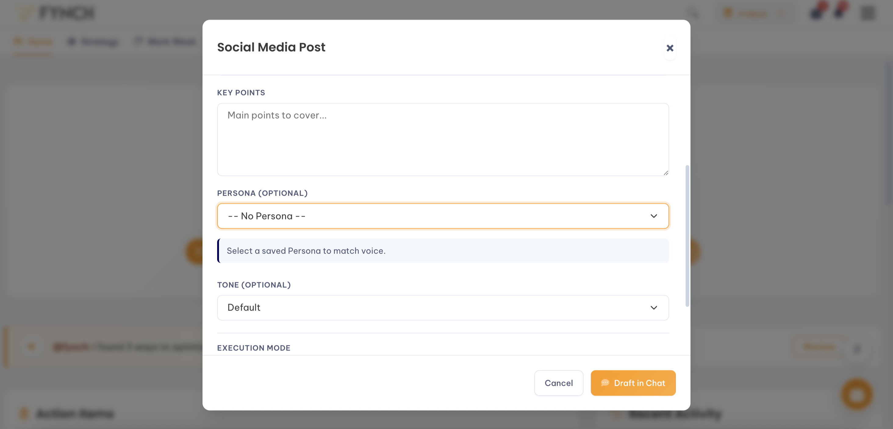 Persona: Create a social post with a specific Persona