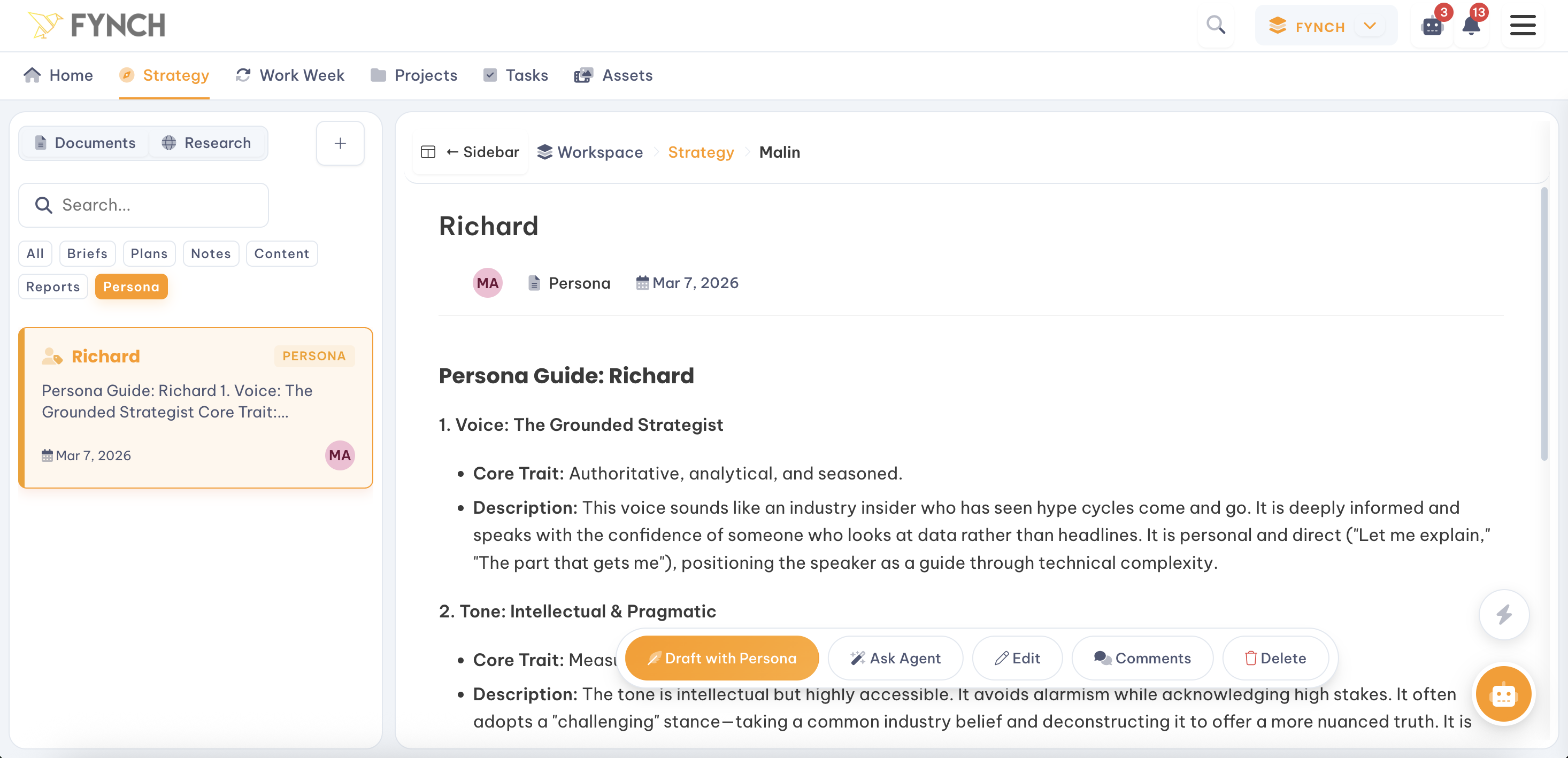 Persona: Example overview