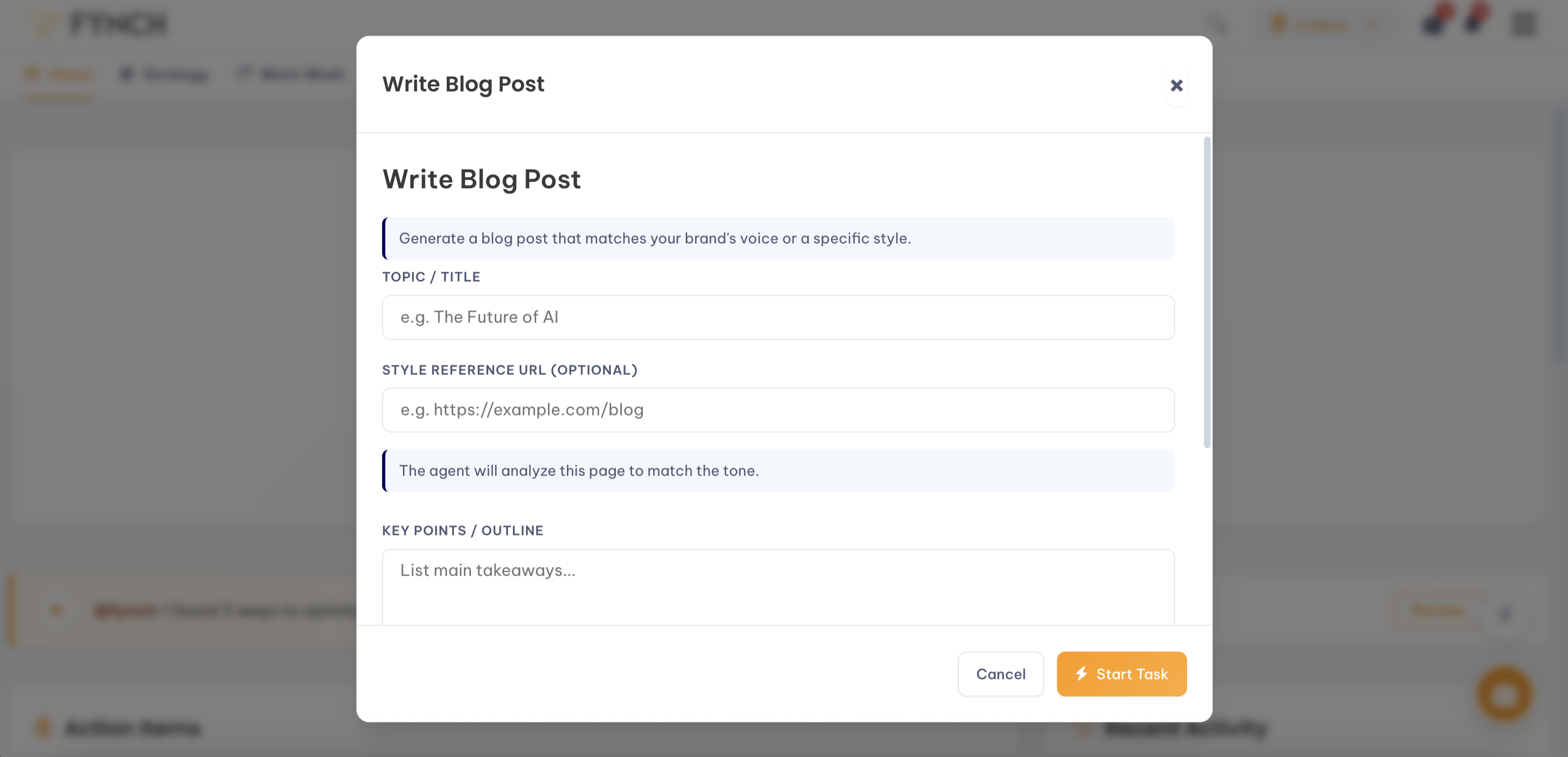 Quick Action: Write a blog post