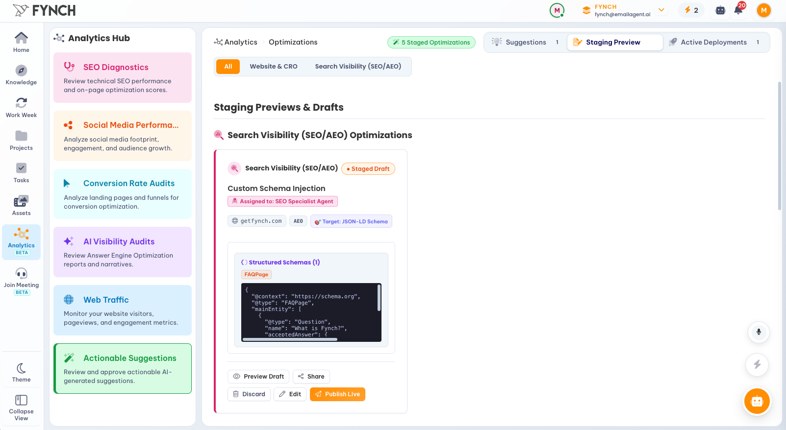 Deploy changes directly to your website using the Fynch Pixel