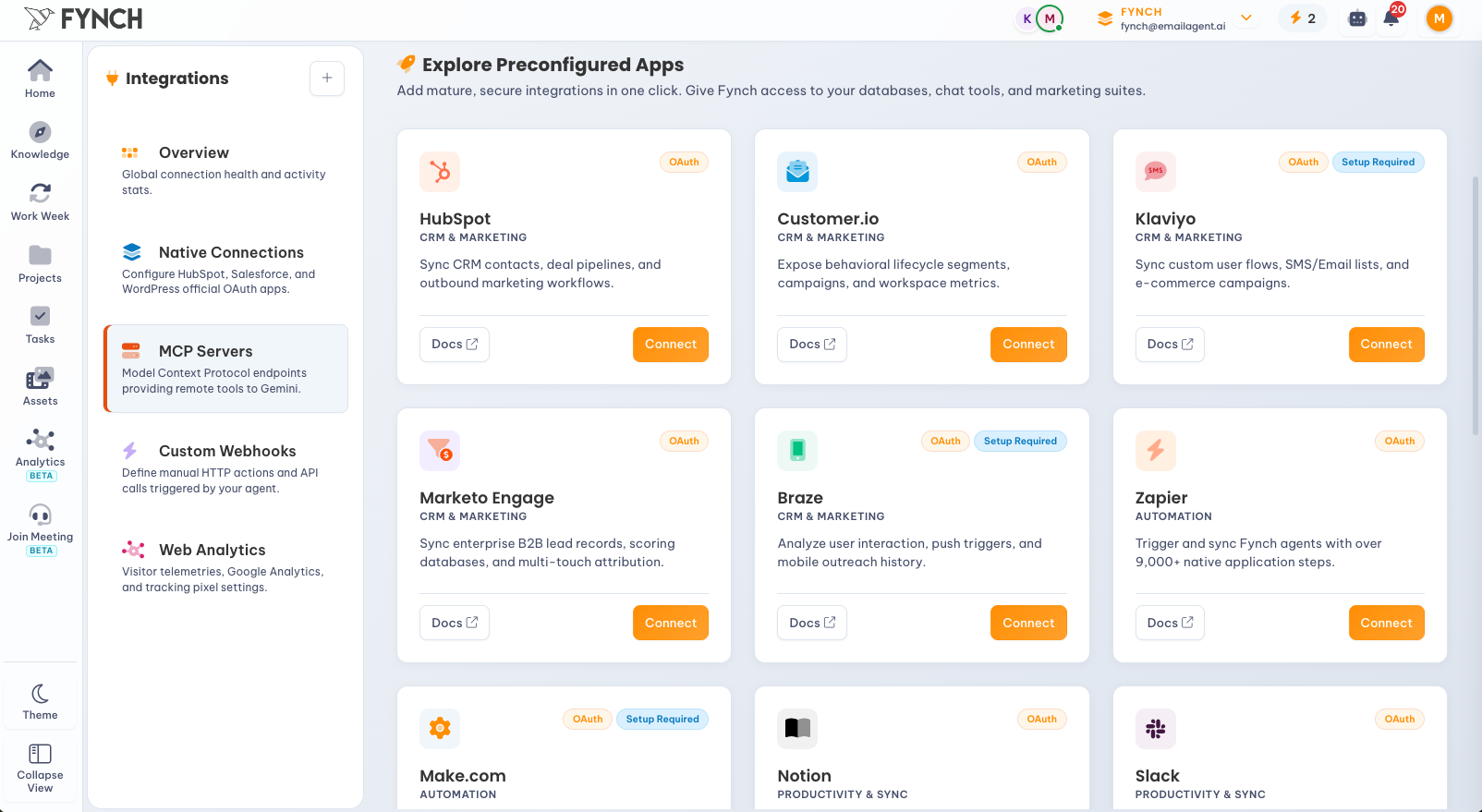 Full MCP support and one-click integrations