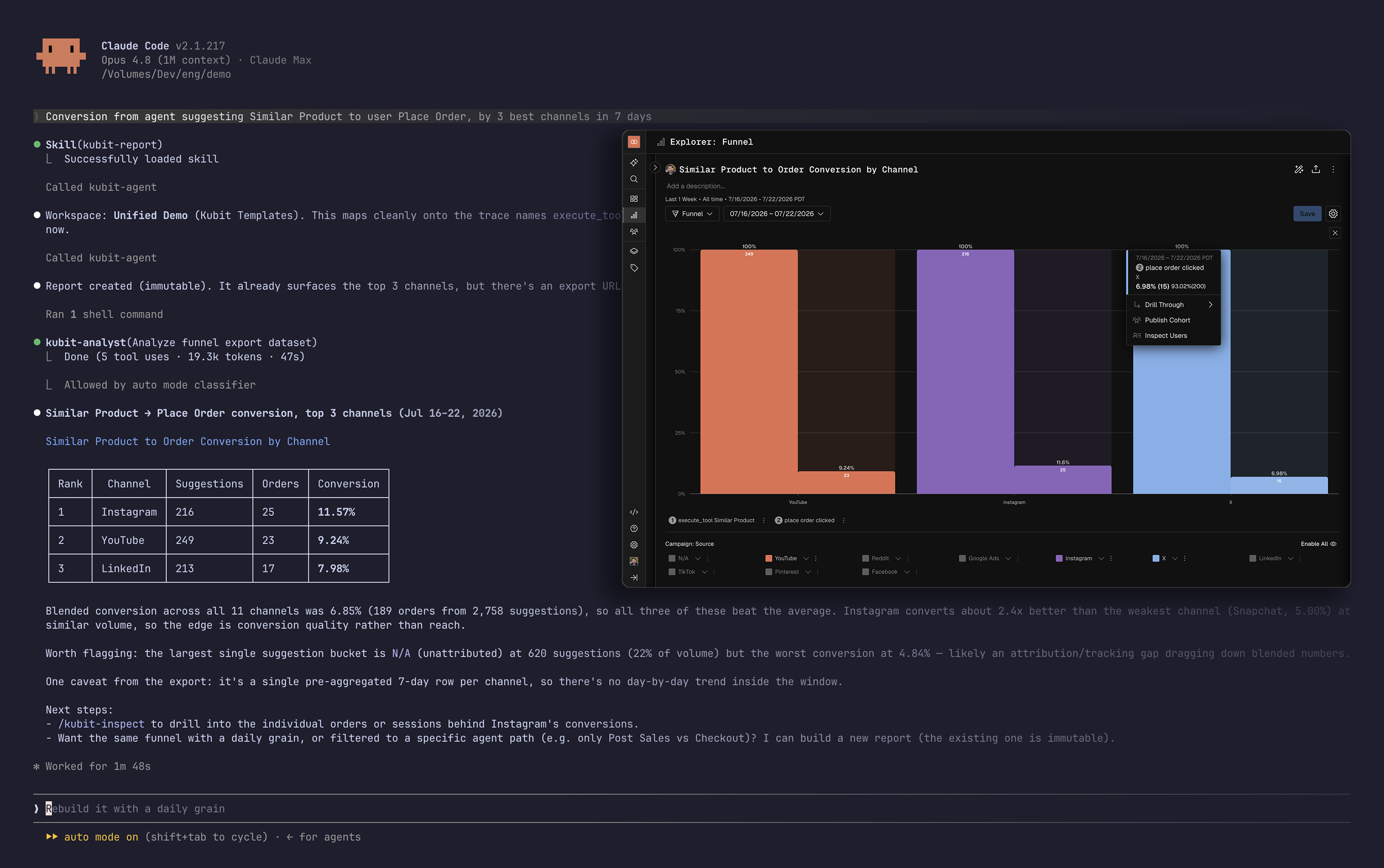 Connect agent actions to user behavior