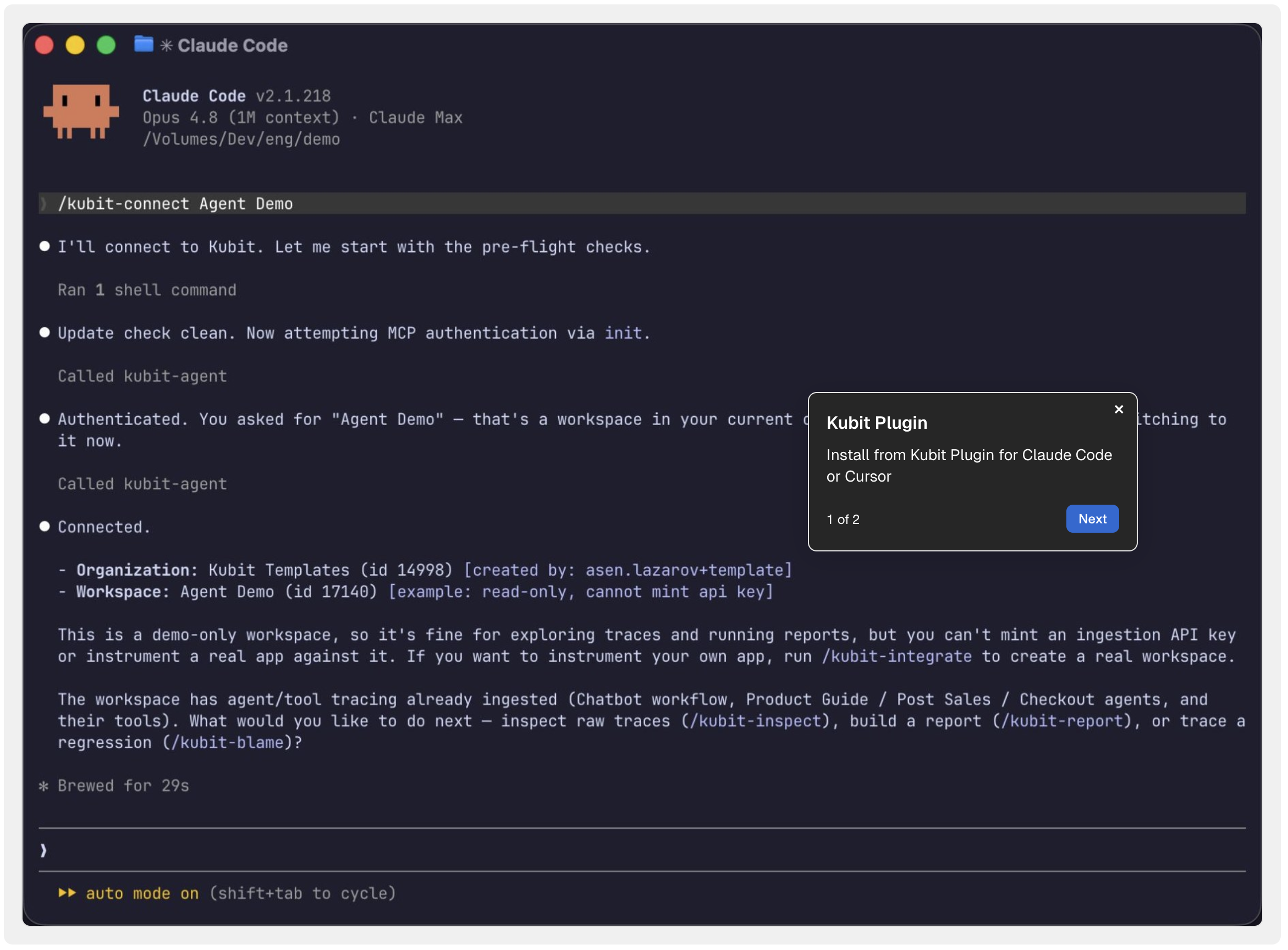 Kubit skills in claude code