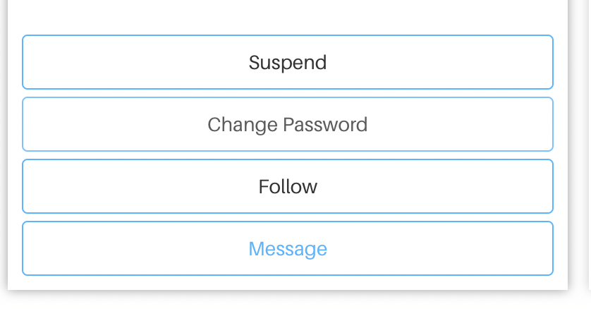 User card showing the Suspend, Change Password, Follow and Message actions