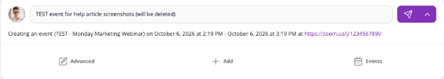 Draft post showing the event details before it is published