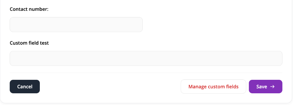 Manage custom fields button at the bottom of the profile edit form