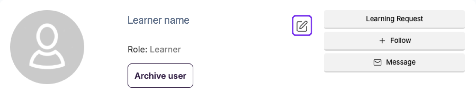 A user's profile with the pencil icon next to their name outlined