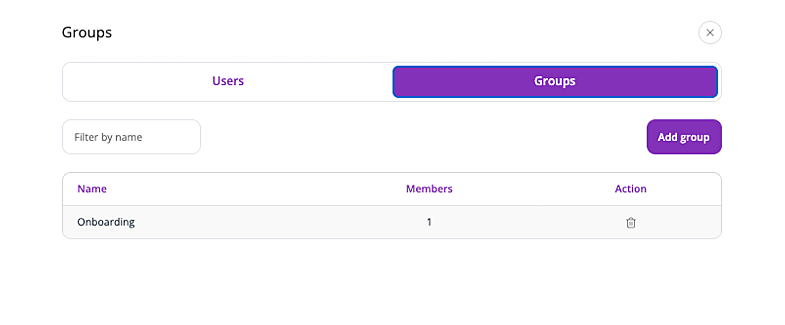 Groups tab in the course Enrolments window with the Add group button