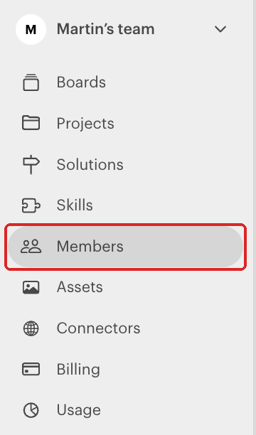 Members selected in the left panel
