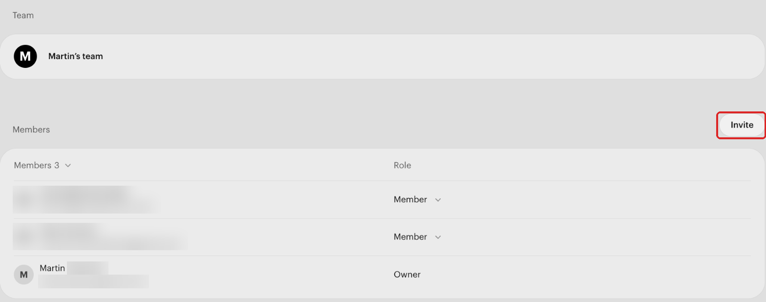 Members page with the Invite button highlighted
