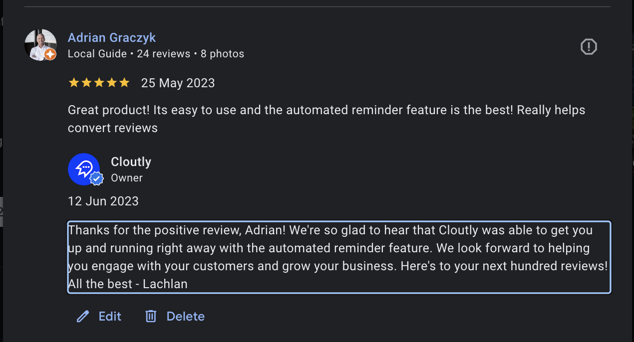 Example reply