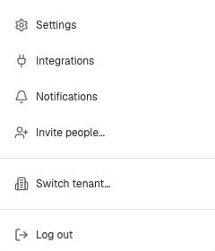 Enterpret account menu with the Integrations option.